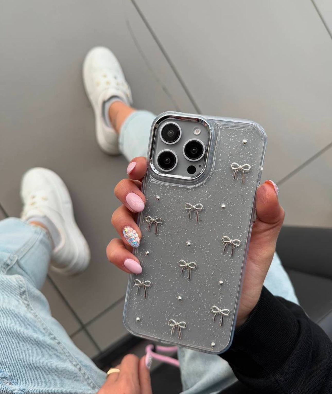New Bow Transparent Shimmery Case! 🎀✨