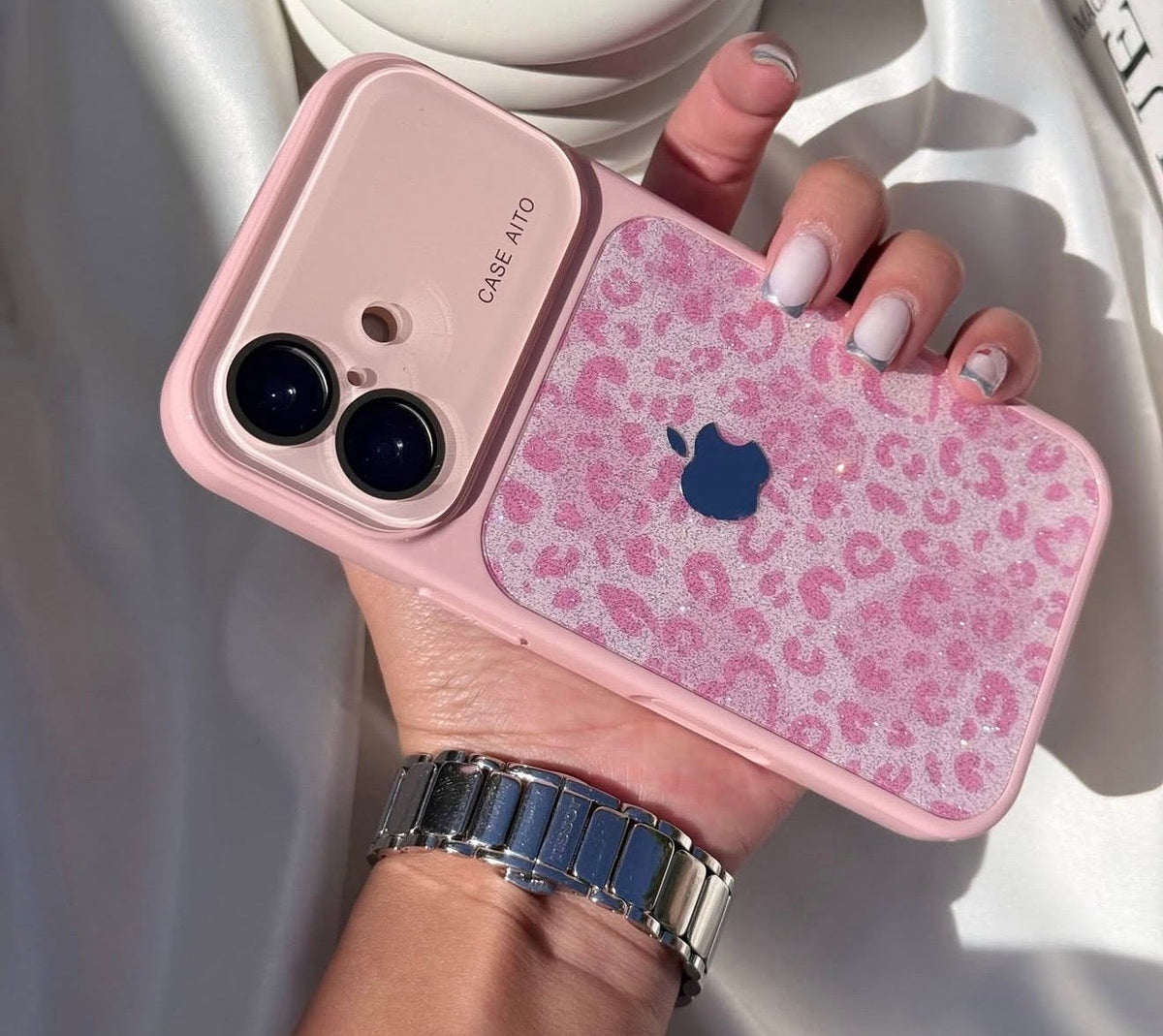 Pink Cute Cheetah Glitter Case