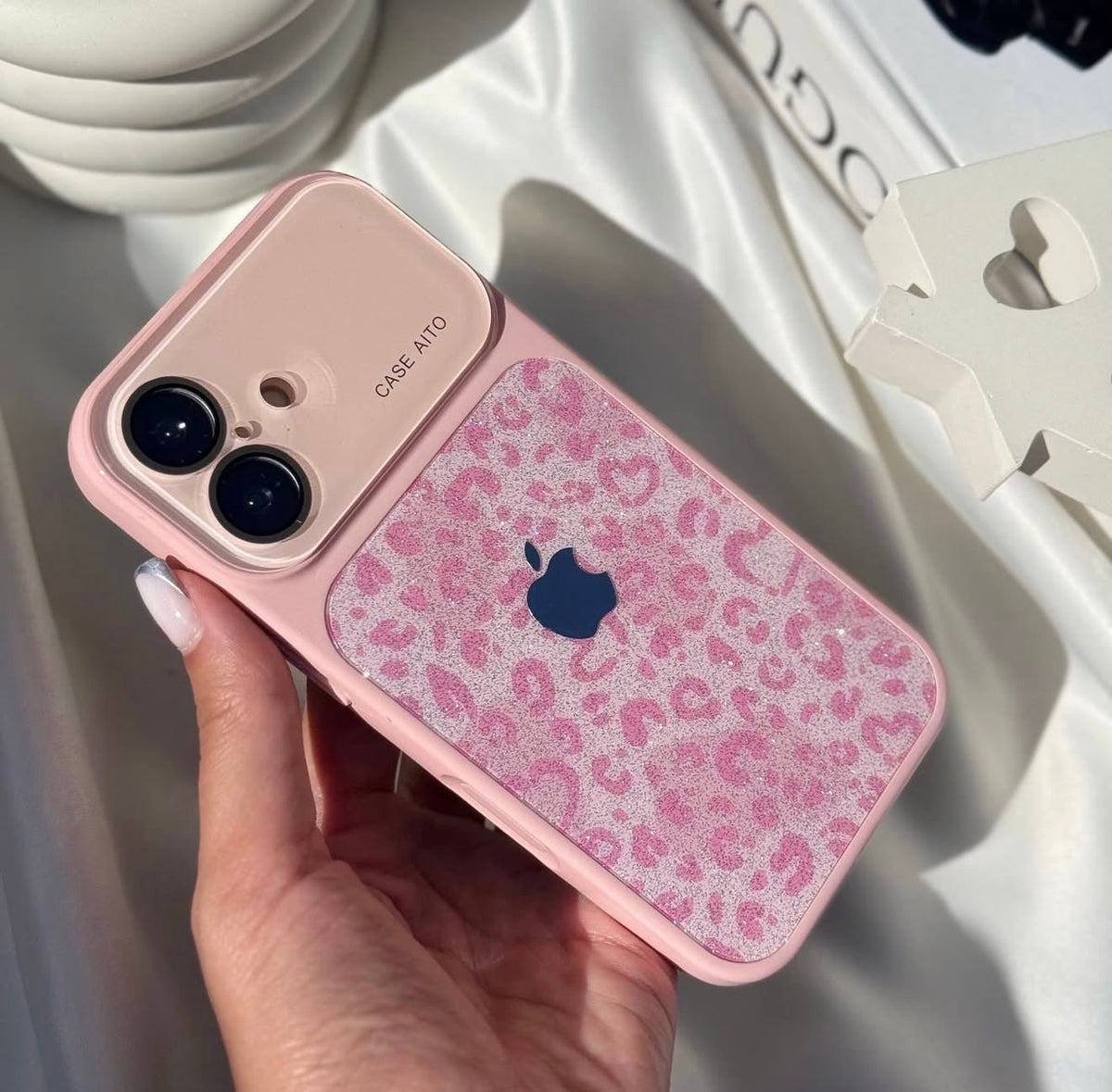 Pink Cute Cheetah Glitter Case