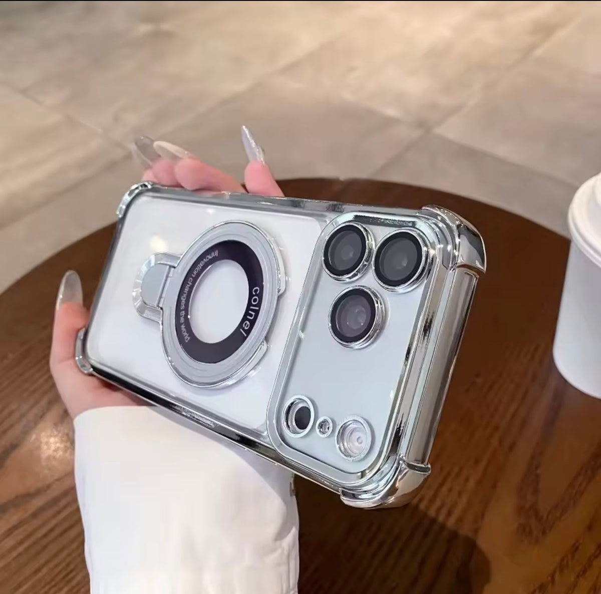 Clear MagSafe Stand Electroplated Case