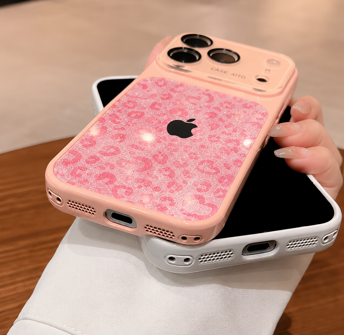Pink Cute Cheetah Glitter Case