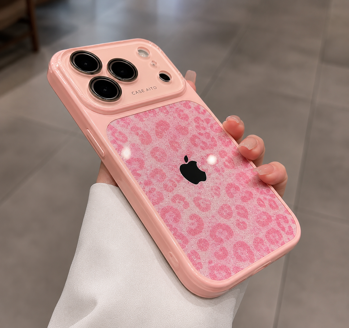 Pink Cute Cheetah Glitter Case