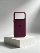 Burgundy Apple Logo Silicone Case With Convertor Lens To 18 Series