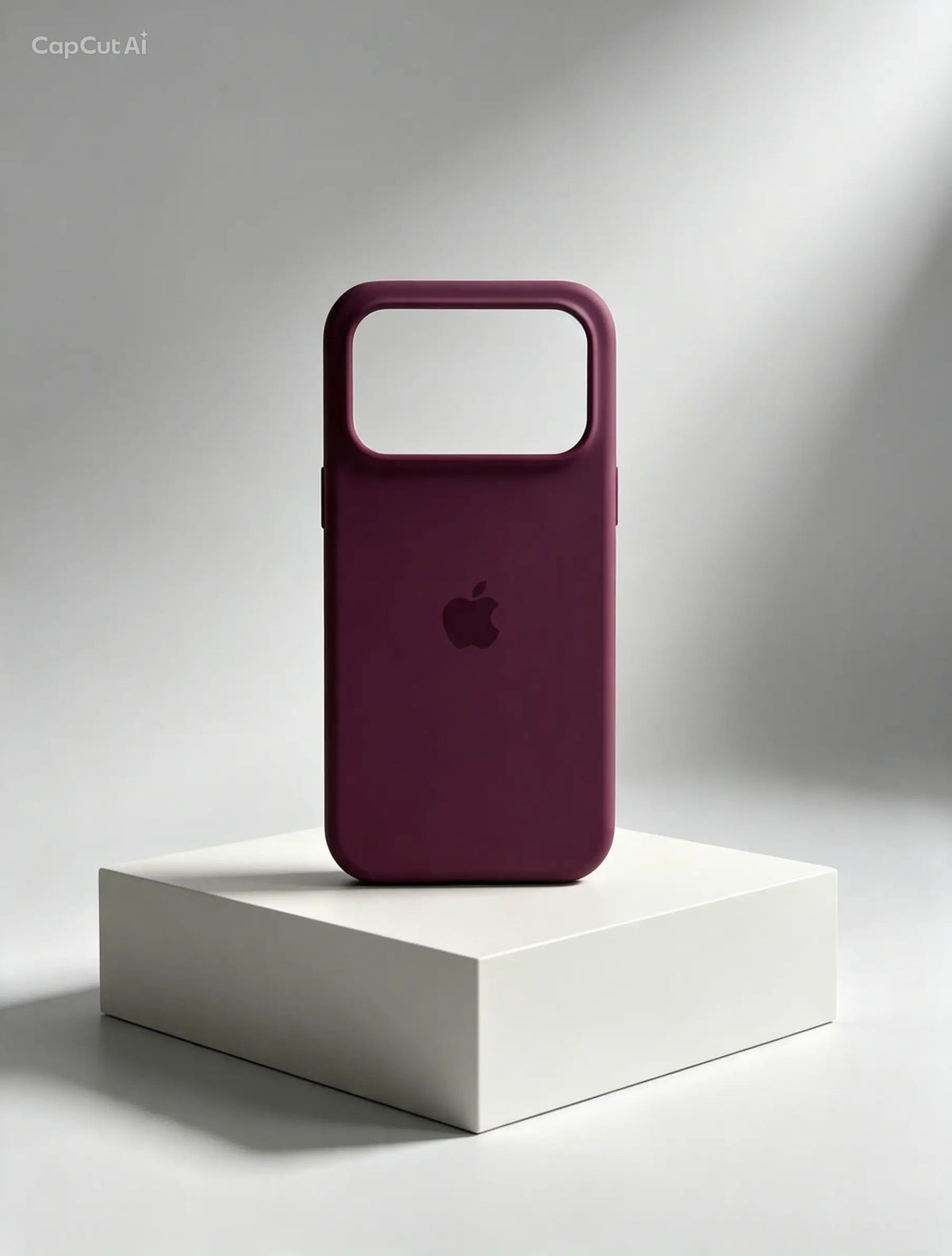 Burgundy Apple Logo Silicone Case With Convertor Lens To 18 Series